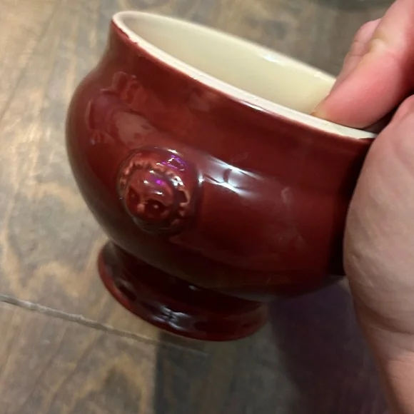 3 EMILE HENRY Cerise Footed Lion's Head Soup Bowl (Provencale Red) France - Picture 2 of 9